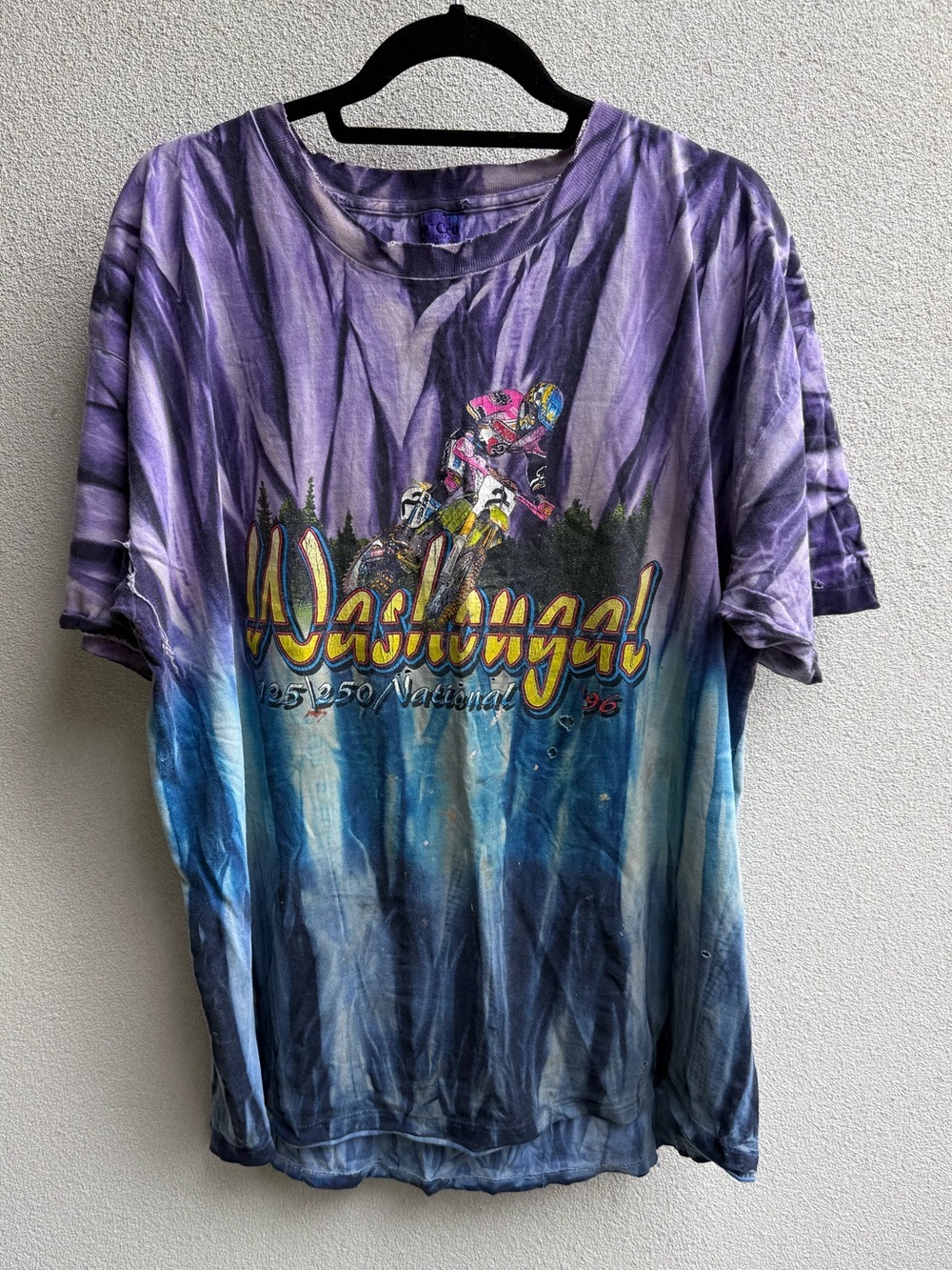 Vtg 96 Motocross Tie dye Cal Cru Washougal nationals 125/250 shirt made in USA